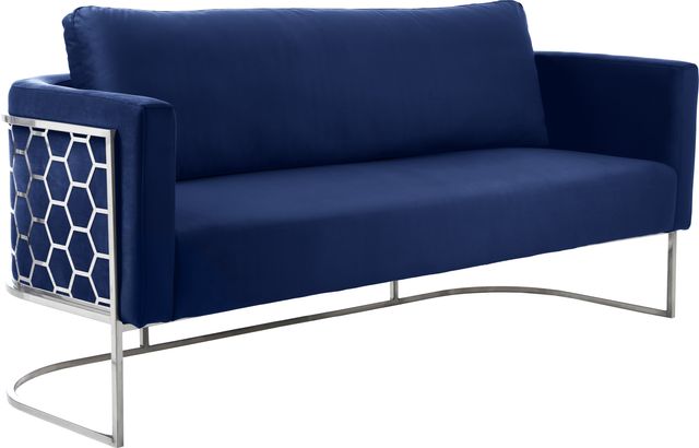 Meridian Furniture Casa Navy/Chrome Velvet Sofa-0