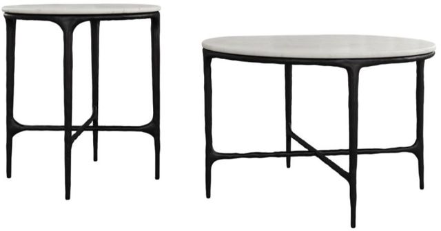 Coaster® Hermas 2-Piece White Occasional Table with Black Base Set-0