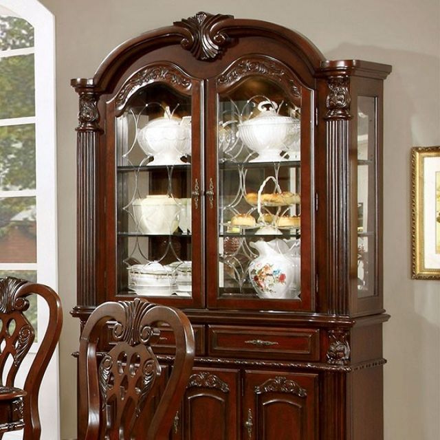 Furniture of America® Elana Brown Cherry Hutch and Buffet Set-0