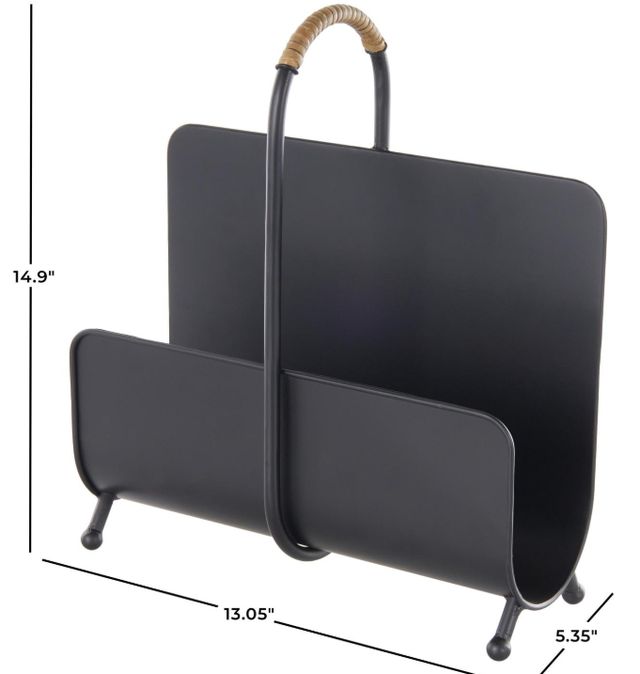 Deco Marche Black Magazine Holder with Loop Shaped Handle-3