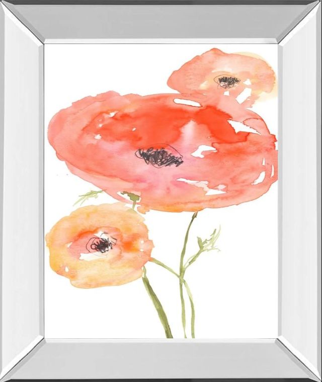 Classy Art Neon Poppies I by Jennifer Goldberger Mirror Framed Wall Art-0