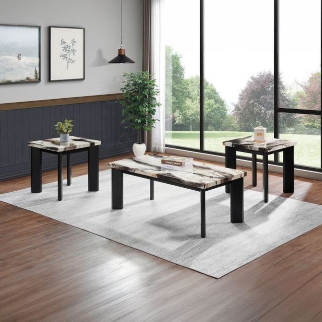 New Classic® Home Furnishings Strata 3-Piece Black/White Occasional Table Set-1