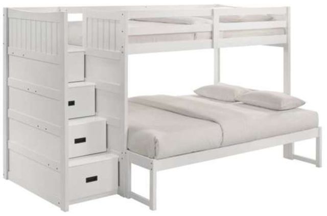 Elements International Sami White Twin Over Full Bunk and Loft Bed-0