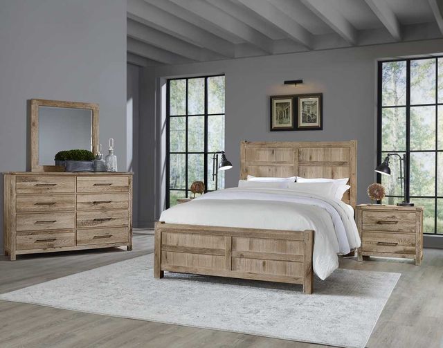 Vaughan-Bassett Dovetail Sun Bleached White King Board and Batten Panel Bed-1