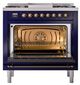 Ilve® Nostalgie II Noblesse 36'' Midnight Blue Pro Style Dual Fuel Range with Burnished Trim-1