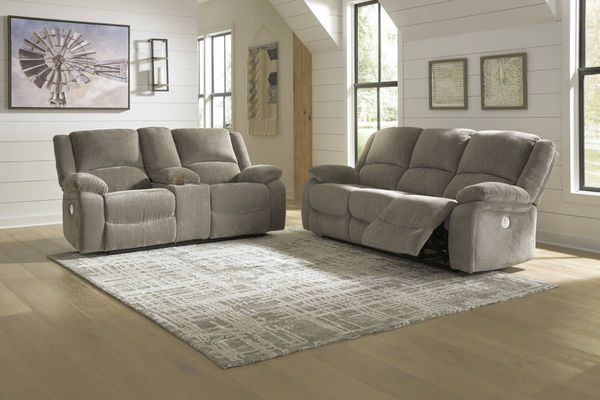 Signature Design by Ashley Draycoll Pewter Power Reclining Sofa