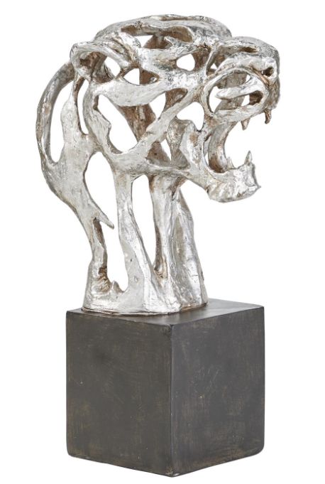 Deco Marche Silver Polystone Leopard Decorative Sculpture-2