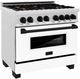 ZLINE Autograph Edition Legacy 36" Satin Stainless Steel Pro Style Dual Fuel Range with White Matte Door and Matte Black Accents-3