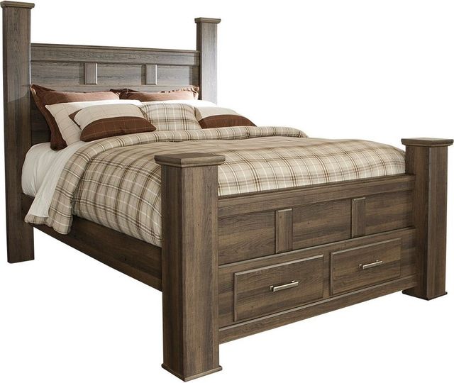 Signature Design by Ashley® Juararo 5-Piece Dark Brown Queen Poster Storage Bed Set-1