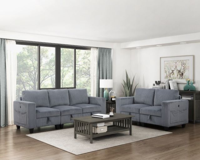Homelegance® Walterboro Dark Gray 64" Loveseat with Storage and Charging Ports-1