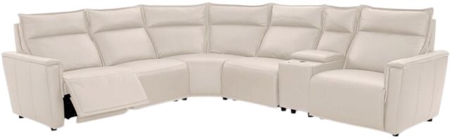 Bassett® Furniture Club Level Chauncey 6-Piece Vanilla Leather Power Reclining Sectional-1