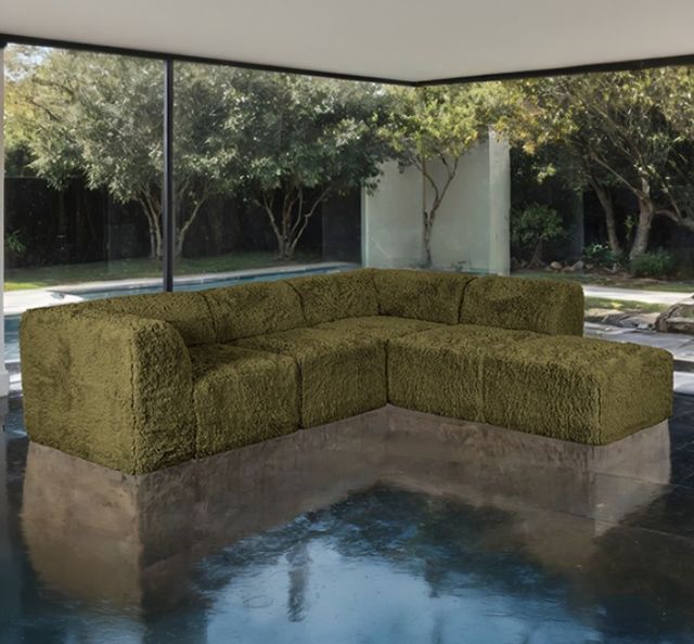 Furniture of America® Nappi Olive Green L-Shape Sofa Sectional-1