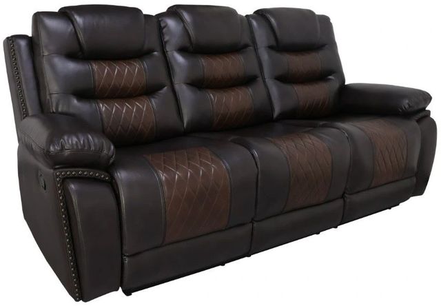New Classic® Home Furnishings Nikko Brown Dual Manual Reclining Sofa-0