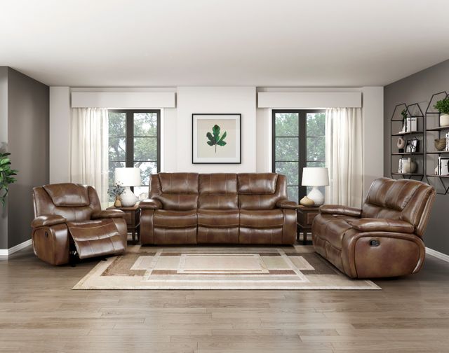 Homelegance® Ellicott Brown Manual Reclining Loveseat-1