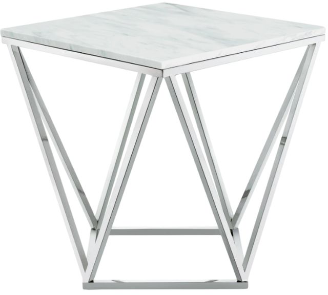 Meridian Furniture Skyler White End Table with Chrome Base-0