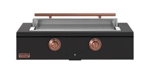 Caliber™ Rockwell Social 42" Ultra Matte Black Built-In Liquid Propane Outdoor Griddle with Copper Hardware-0