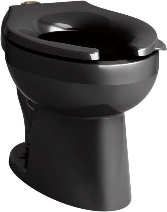 KOHLER® Wellcomme™ Black Ultra Floor-Mount Top Spud Flushometer Bowl-0
