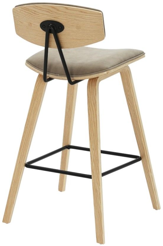 Armen Living Fox 2-Piece Oak/Vintage Taupe Counter Stool Set-3