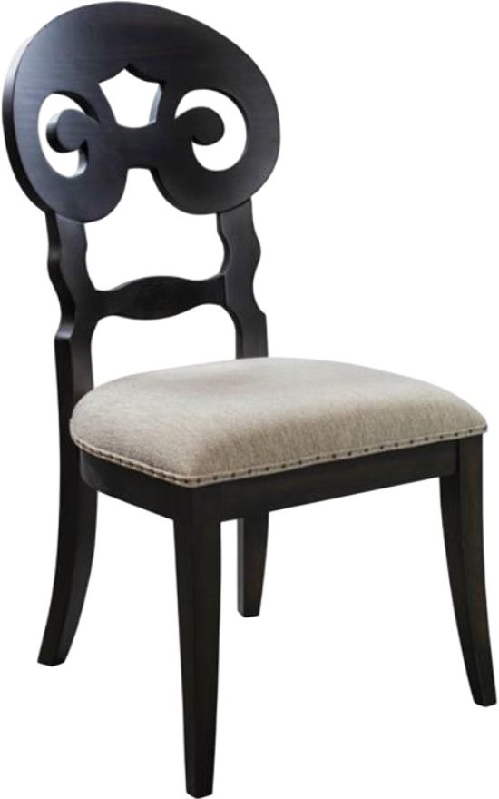 Riverside Furniture Mix-N-Match Chairs 2-Piece Beige/ Rubbed Black Scroll Back Upholstered Dining Side Chair Set-0