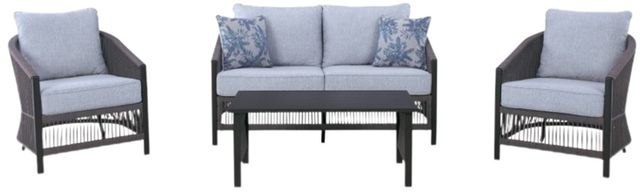 Signature Design by Ashley® Bridges Beach 4-Piece Black/Gray Aluminum/Fabric Outdoor Conversation Set-2