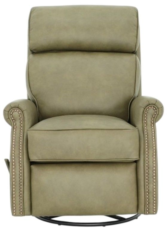 BarcaLounger® Crews Oasis Olive Leather Manual Swivel Glider Recliner-3