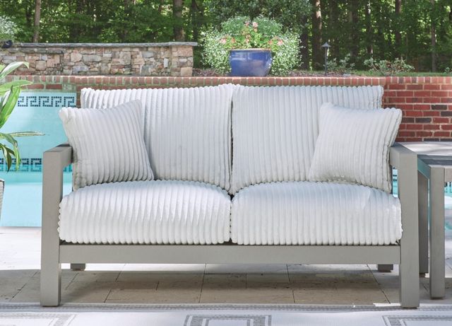 Signature Design by Ashley® Moonlight View Gray Aluminum/Fabric Outdoor Loveseat-3