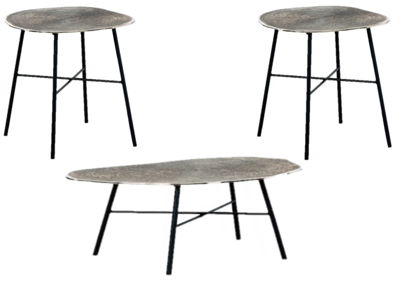 Signature Design by Ashley® Laverford 3-Piece Black/Chrome Living Room Table Set