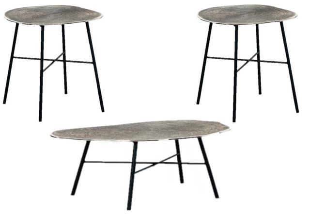 Signature Design by Ashley® Laverford 3-Piece Black/Chrome Living Room Table Set-0