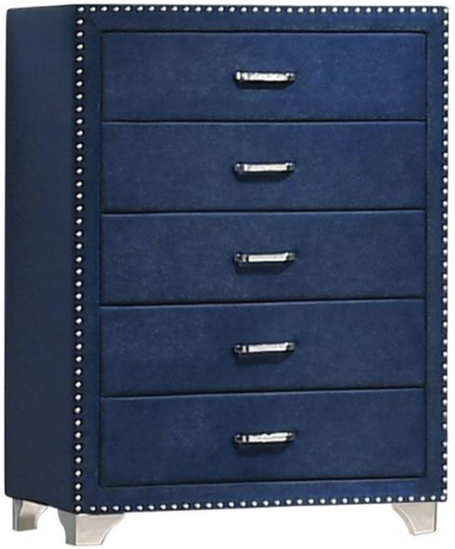 Coaster® Melody Pacific Blue 5-Drawer Upholstered Chest-0