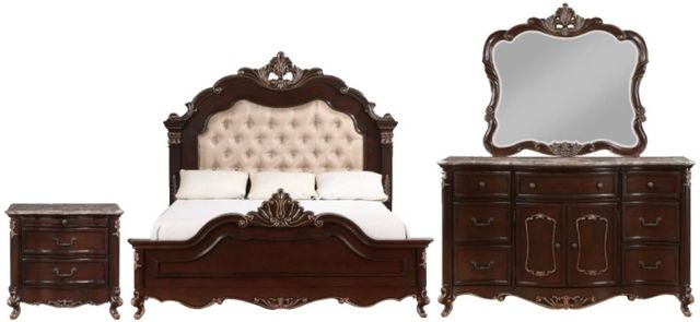 New Classic® Home Furnishings Constantine 4-Piece Cherry Queen Panel Bedroom Set-0