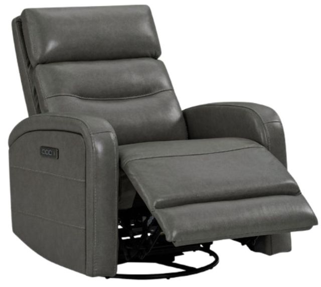 Liberty Furniture Rosslyn York Charcoal Leather Power Swivel Glider Recliner-1