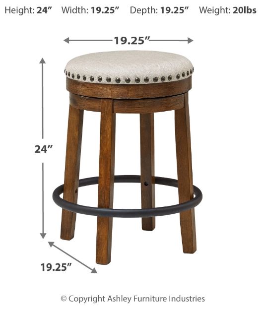 Signature Design by Ashley® Valebeck Brown Upholstered Swivel Bar Stool-3