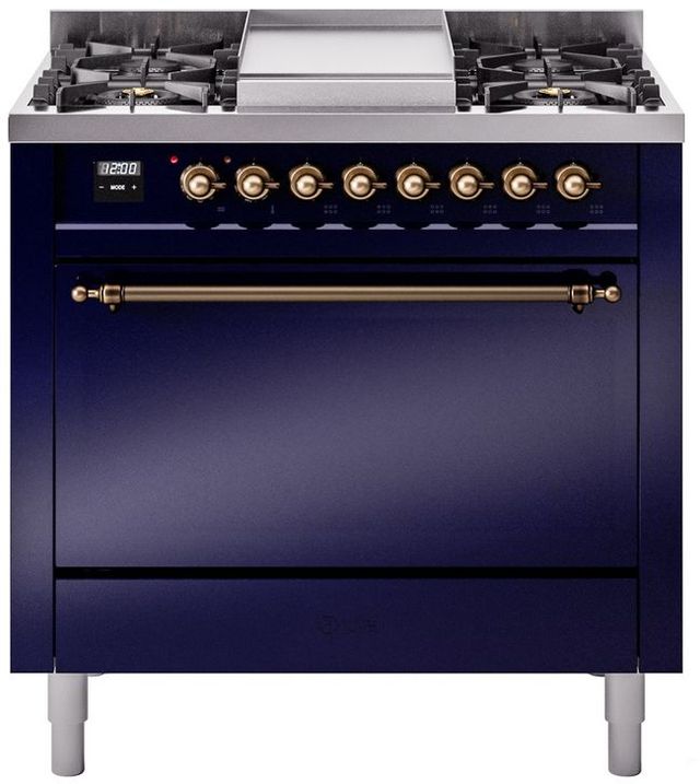 Ilve® Nostalgie II Series 36" Midnight Blue Pro Style Dual Fuel Range-0