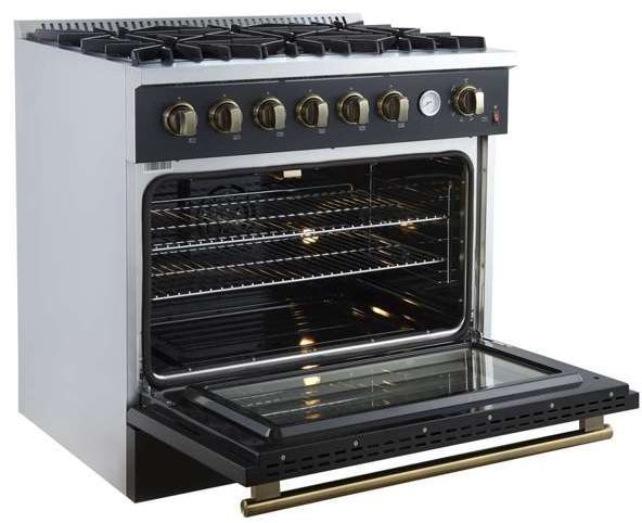 FORNO® Marco Series Alta Qualita 36" Black Pro Style Gas Range-4