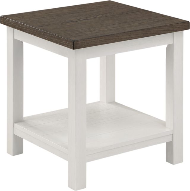 Crown Mark Dakota Brown End Table with White Base-0