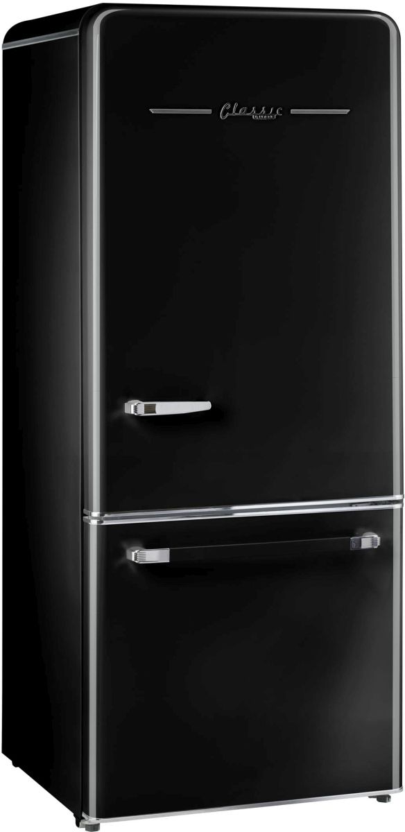Unique® Appliances Classic Retro 24 in. 18 Cu. Ft. Midnight Black Bottom Freezer Refrigerator-1