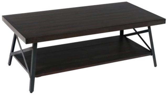 Emerald Home Chandler Espresso Brown Cocktail Table with Steel Gray Base-0