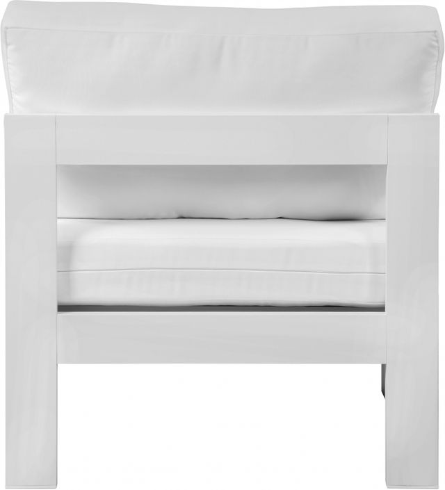 Meridian Furniture Nizuc White Waterproof Fabric Outdoor Patio Aluminum Armless Chair-1
