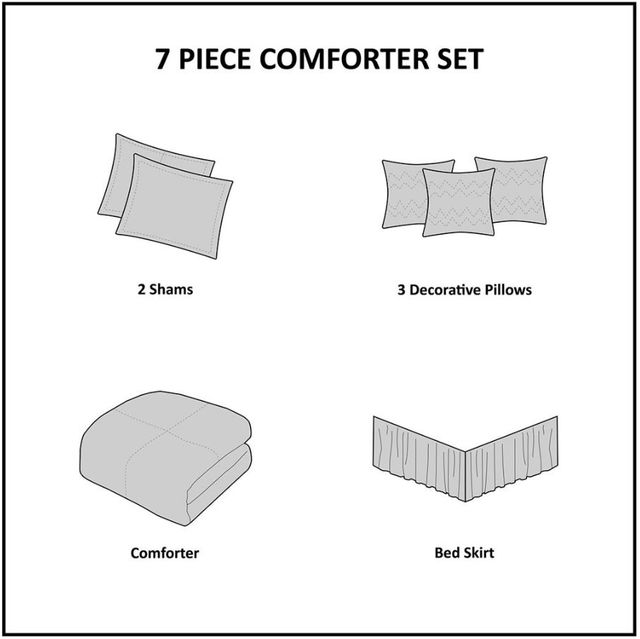 Olliix by Madison Park Harding 7 Piece Neutral Queen Cotton Comforter Set-4