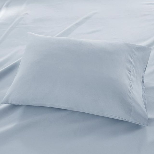 Olliix by Madison Park Blue Twin 3M Microcell All Season Moisture Wicking Lightweight Sheet Set-1