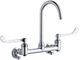 Elkay Chrome 8" Centerset Wall Mount Laminar Flow Faucet with Offset Inlets and Stop-0