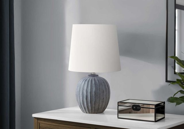Monarch Specialties Inc. Grey Resin Table Lamp with Ivory Shade-2