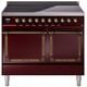 Ilve® Nostalgie II Noblesse 40'' Burgundy Pro Style Induction Range with Burnished Trim-0