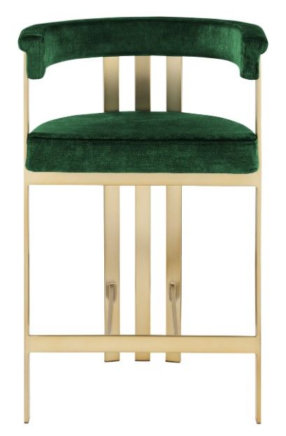 Meridian Furniture Marcello Green/Brushed Brass Counter Stool-1