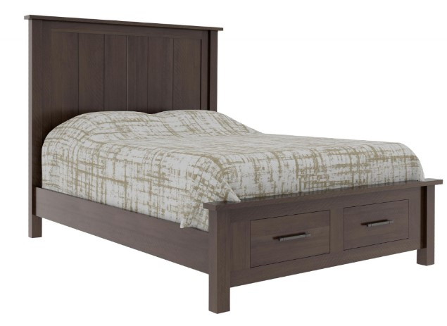 Country View Woodworking Customizable Cheyenne Brown Maple 83" King Panel Bed with Storage Footboard
