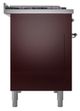 Ilve® Nostalgie II Noblesse 48'' Burgundy Pro Style Dual Fuel Range with Chrome Trim-2