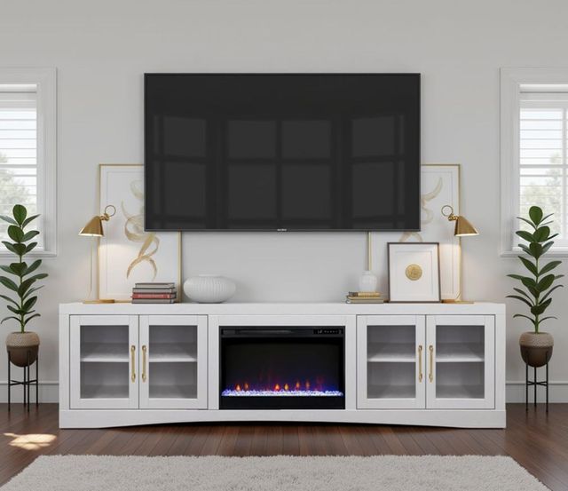 Legends Home Heritage White 94" Fireplace TV Stand-1