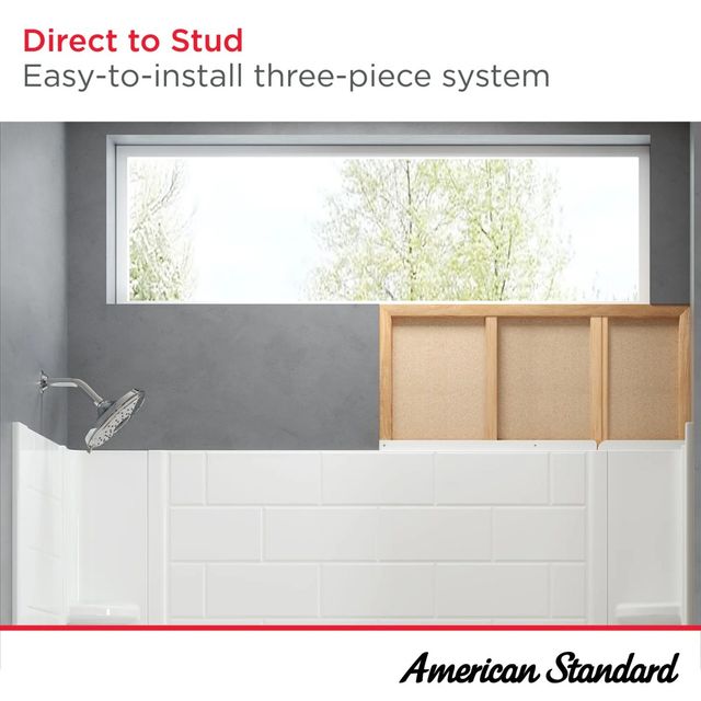 American Standard  Princeton® PRO White 60" x 32" Direct to Stud Subway Tile Bathtub Wall Set-3