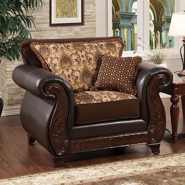 Furniture of America® Franklin Dark Brown/Tan Accent Chair-0