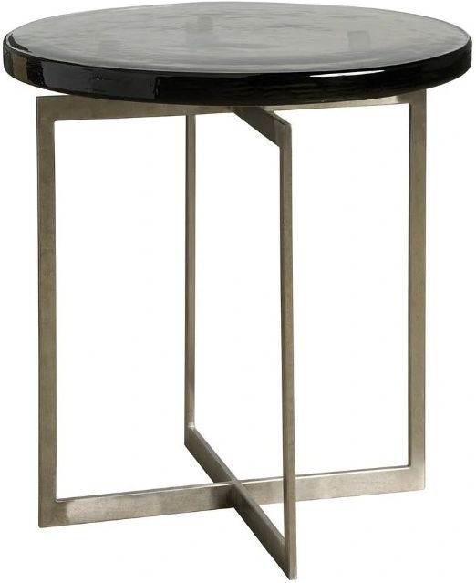 Universal Explore Home™ Avaline Smoke Jordan Side Table with Antique Nickel Base-0